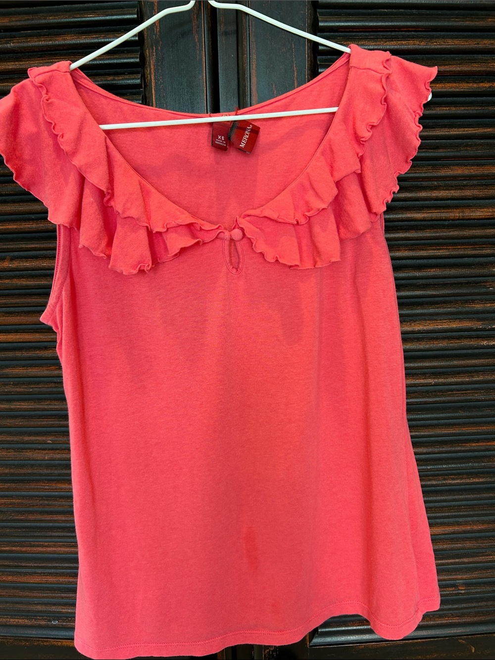 Merona Coral Ruffle Cap Sleeve Tee